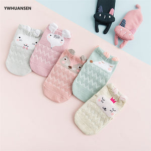 YWHUANSEN 5 Pairs/lot Summer Mesh Socks For Newborns Baby Cute Cartoon Socks For Girls Thin Soft Cotton Boy Child Socks Infants