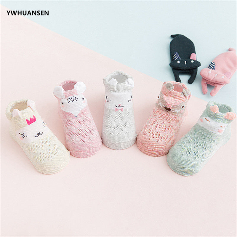 YWHUANSEN 5 Pairs/lot Summer Mesh Socks For Newborns Baby Cute Cartoon Socks For Girls Thin Soft Cotton Boy Child Socks Infants