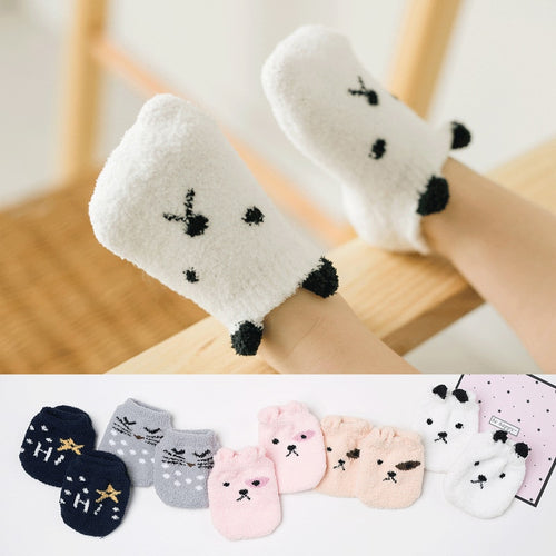 Non-slip Baby Socks Autumn Winter Coral Fleece Socks Warm Toddler Boy Girls Floor Socks Infant Clothing Accessories Thicken