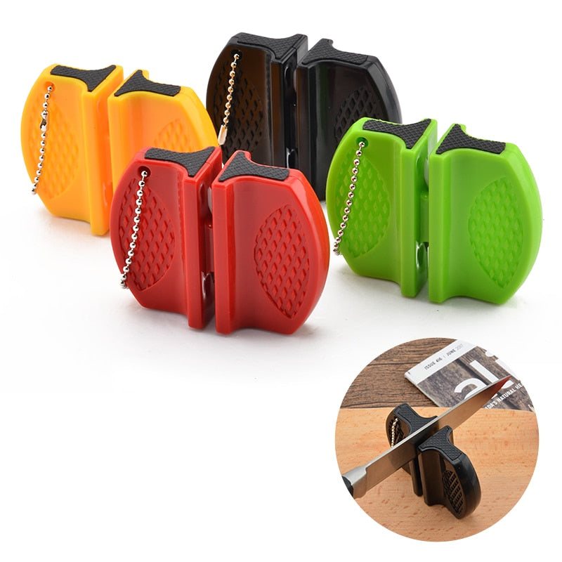 Portable Mini kitchen Knife Sharpener Kitchen Tools Accessories Creative Butterfly Type Two-stage Camping Pocket Knife Sharpener