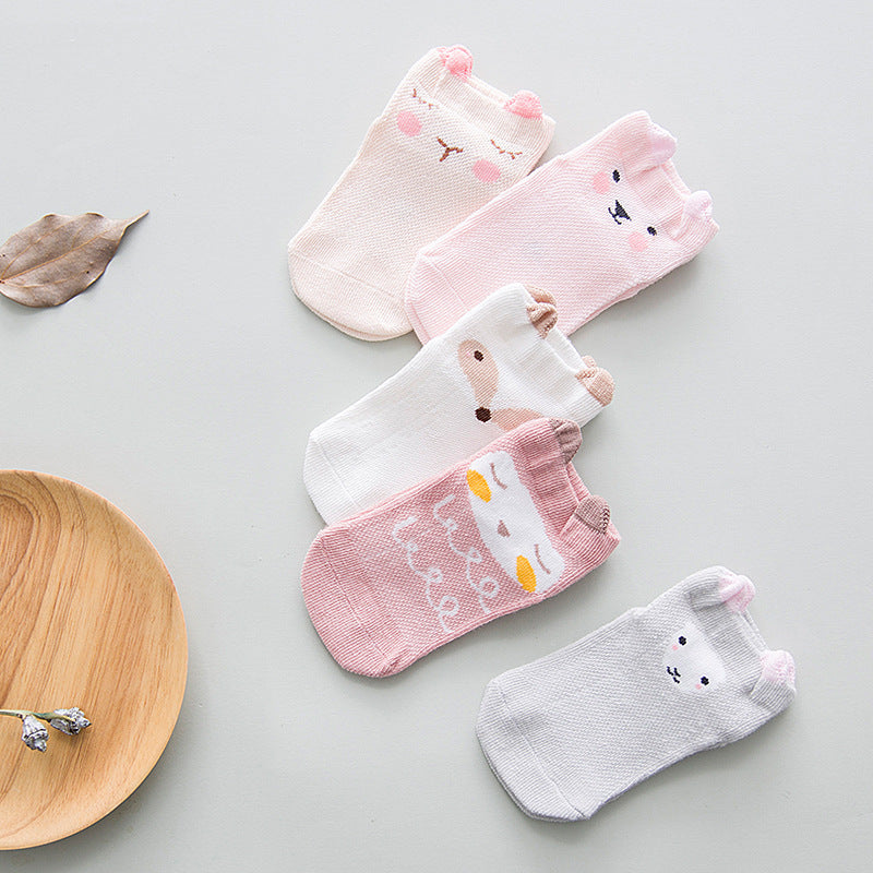 YWHUANSEN 5 Pairs/lot Summer Mesh Socks For Newborns Baby Cute Cartoon