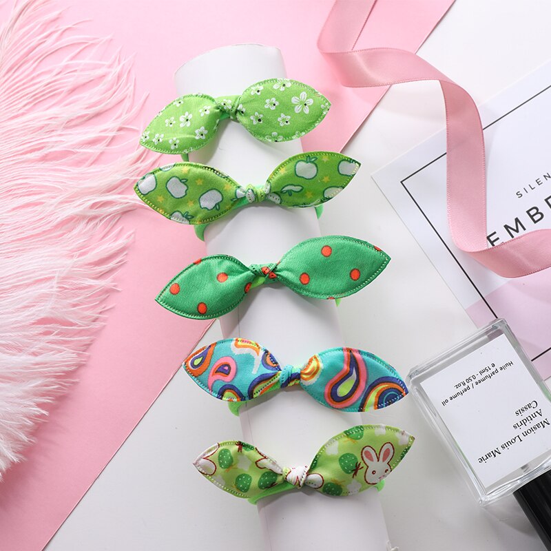 New 5PCS/Lot Fashion Rabbit Elastic Hair Bands Hair Accessories For Girls Cute Ponytail Holder Rubber Bands Children Scrunchies