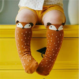 1 Pair Unisex Lovely Cute Cartoon Fox Kids baby Socks Knee Girl