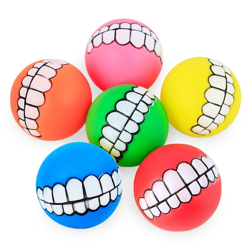 Funny Pets Dog Puppy Cat Ball Teeth Toy PVC Chew Sound Dogs Play Fetching Squeak Toys Pet Supplies