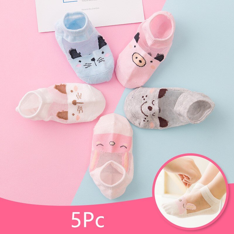 5 Pair=10PCS/lot Cut Dot Kids Socks Summer Thin Comfortable Breathable Cotton Fashion Baby Socks Toddler Girls for 0~6 Year