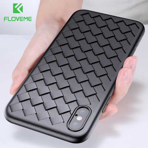 FLOVEME Super Soft Phone Case For iPhone 8 X XS Max Luxury Grid Cases For iPhone 6 6s 7 8 Plus XR XS Cover Silicone Accessories