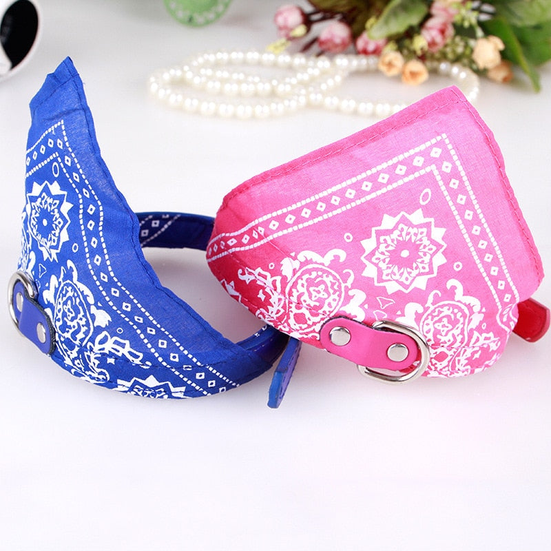 Adjustable Dog Bandana Leather Printed Soft Collar For Dog Pet Supplies Cat Dog Scarf Collar For Chihuahua Puppy Pet Neckerchief