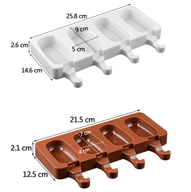  SJ 4 Cavities Silicone Freezer Ice Cream Mold candy bar Making Tool Juice Popsicle Molds Children Pop Lolly Tray Ice Cube maker