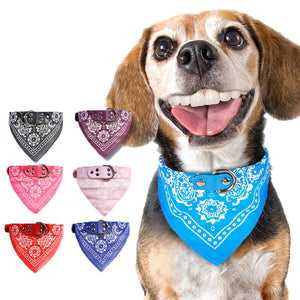 Adjustable Dog Bandana Leather Printed Soft Collar For Dog Pet Supplies Cat Dog Scarf Collar For Chihuahua Puppy Pet Neckerchief