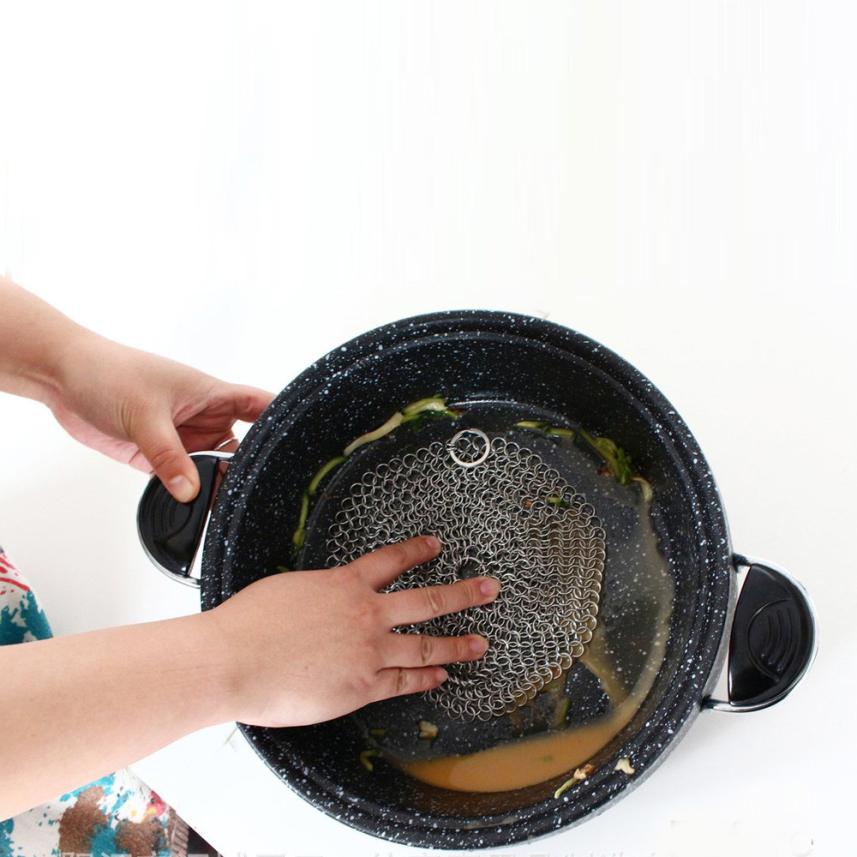 10CM Round 316 Cast Iron Cleaner Kitchen Rust Pot Pans Cleaning Scrubber Steel Rust Remover Scraper Brush Kit Metal Cleaning