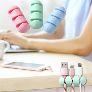 2PCS Self Stick Headphone Headset Wire Wrap Rack Organizer Cable Holder Table Desk Cord Winder Collector Silicone Self Adhesive