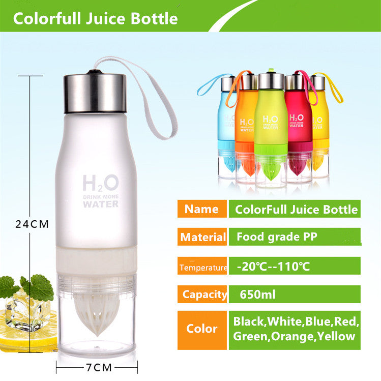 650ml H2O Lemon Juice Water Bottle Fruit Infuser Drinkware For Outdoor Sports My Shaker Bottle BPA Free
