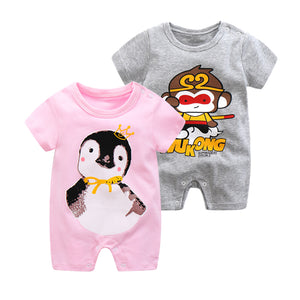 2019 Summer New Style Short Sleeved Girls Dress Baby Romper Cotton Newborn Body Suit Baby Pajama Boys Animal Monkey Rompers