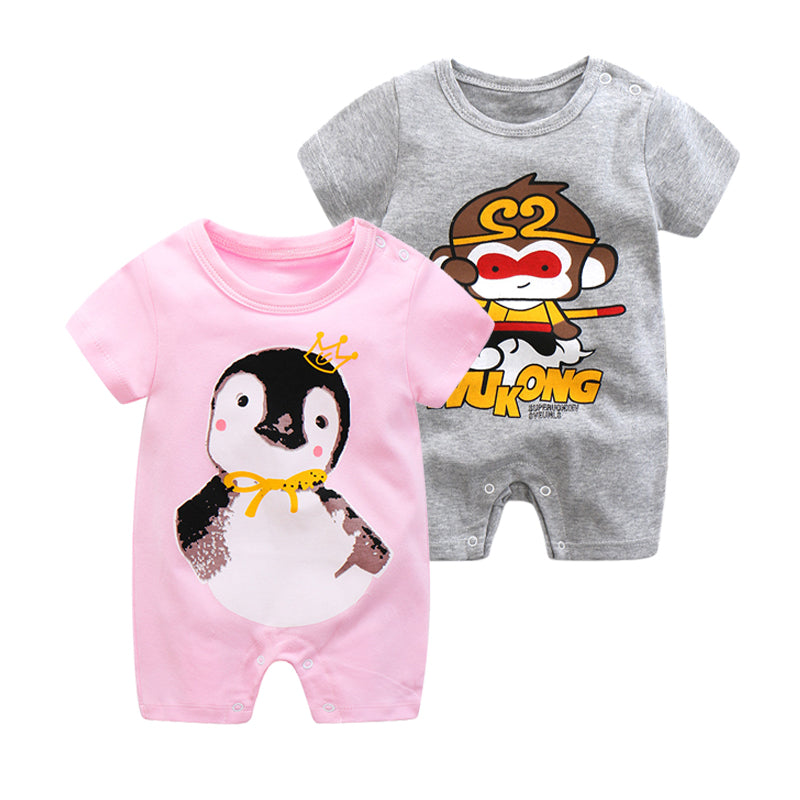 2019 Summer New Style Short Sleeved Girls Dress Baby Romper Cotton Newborn Body Suit Baby Pajama Boys Animal Monkey Rompers