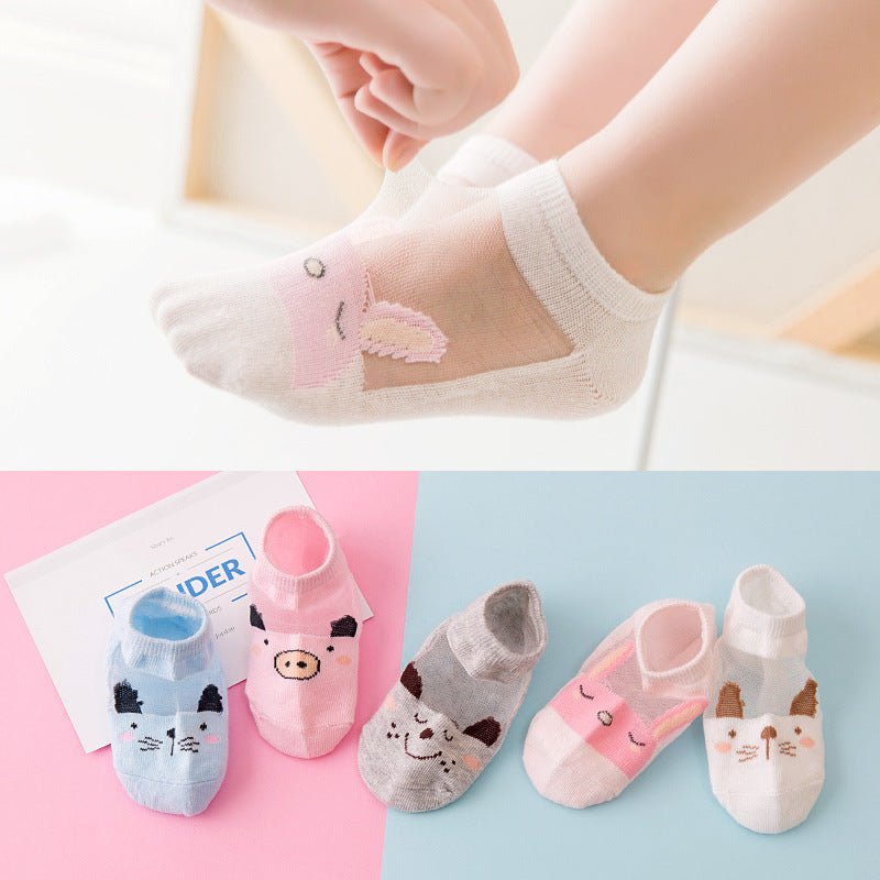 5 Pair=10PCS/lot Cut Dot Kids Socks Summer Thin Comfortable Breathable Cotton Fashion Baby Socks Toddler Girls for 0~6 Year