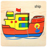 1Pcs Cartoon Wooden Animal and Transportation 3d Puzzle