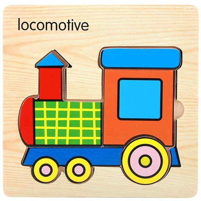 1Pcs Cartoon Wooden Animal and Transportation 3d Puzzle