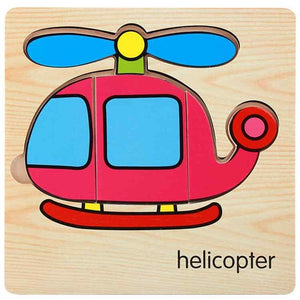 1Pcs Cartoon Wooden Animal and Transportation 3d Puzzle