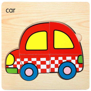 1Pcs Cartoon Wooden Animal and Transportation 3d Puzzle