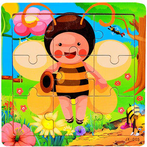 1Pcs Cartoon Wooden Animal and Transportation 3d Puzzle