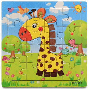 1Pcs Cartoon Wooden Animal and Transportation 3d Puzzle