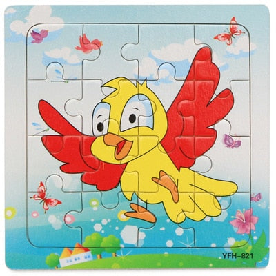 1Pcs Cartoon Wooden Animal and Transportation 3d Puzzle