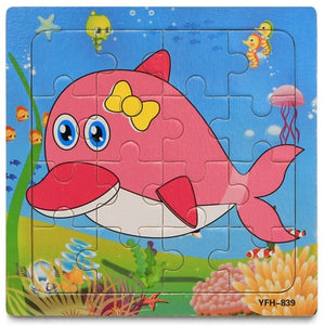 1Pcs Cartoon Wooden Animal and Transportation 3d Puzzle