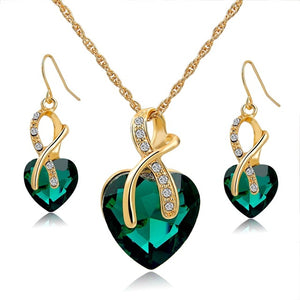 2019 Crystal Heart Necklace Earrings