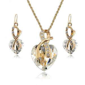 2019 Crystal Heart Necklace Earrings