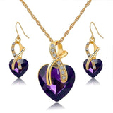 2019 Crystal Heart Necklace Earrings